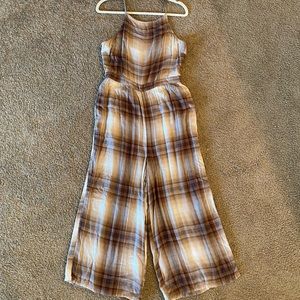 American Eagle Outfitters Plaid Cropped Jumpsuit